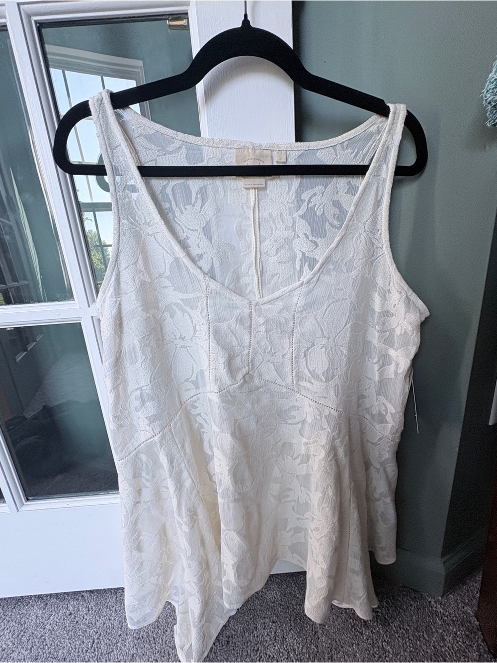 Anthropologie Cream Floral Lace Tank Top